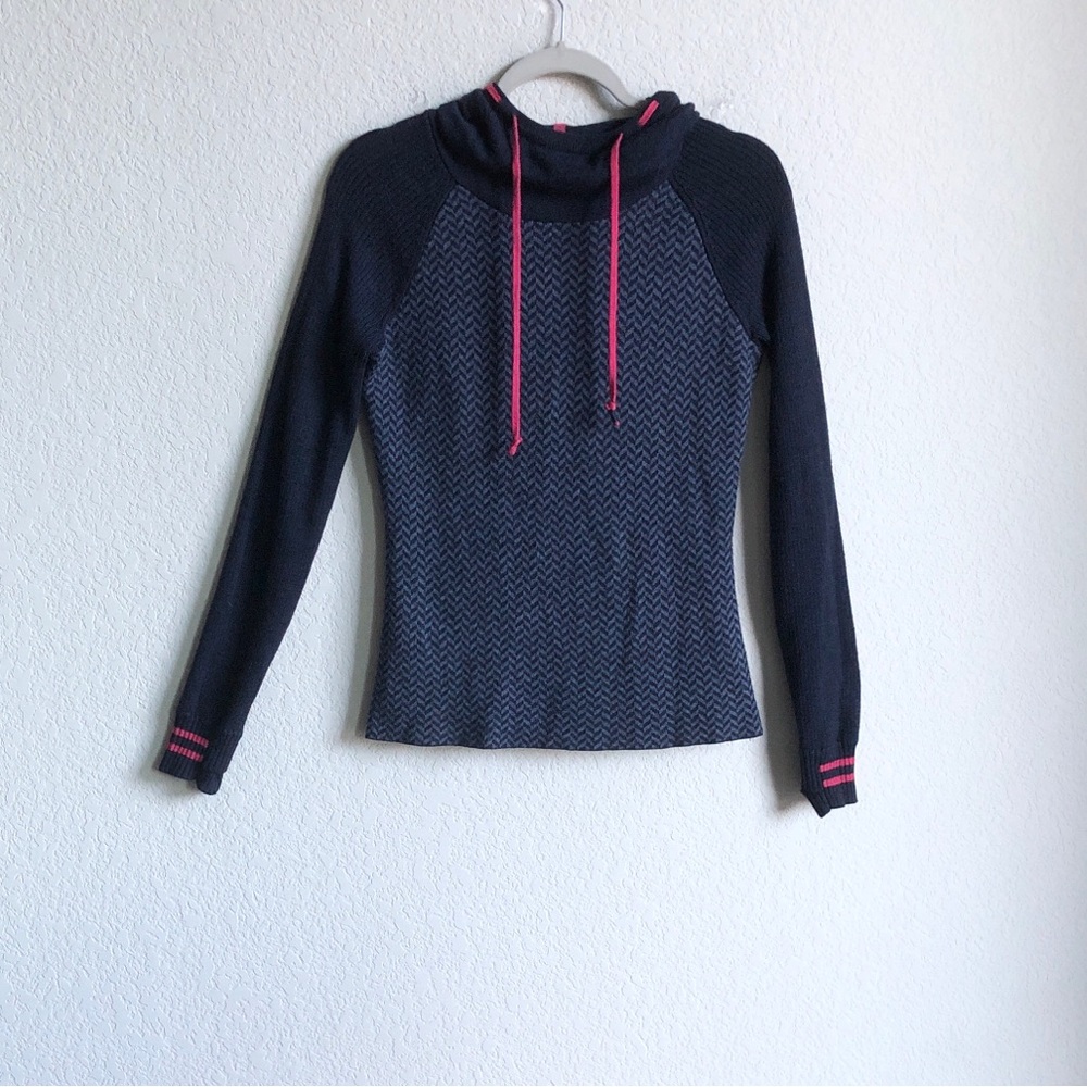 Smartwool Dacono Merino Wool Blend Hoodie Base Layer Sweater Blue Hooded